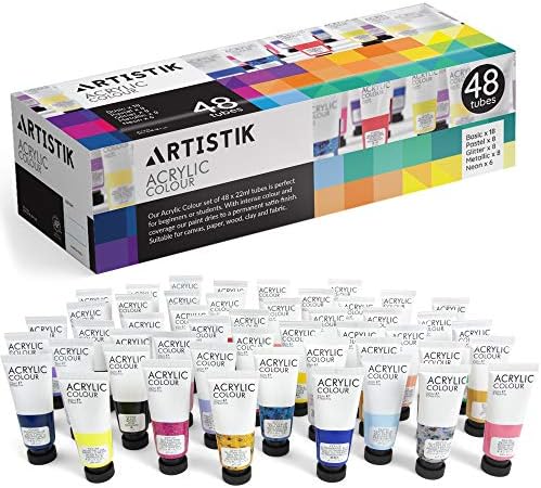 Caliart Acrylic Paint Set With 4 Brushes 52 Colors 59ml 2oz Art Craft  Paints